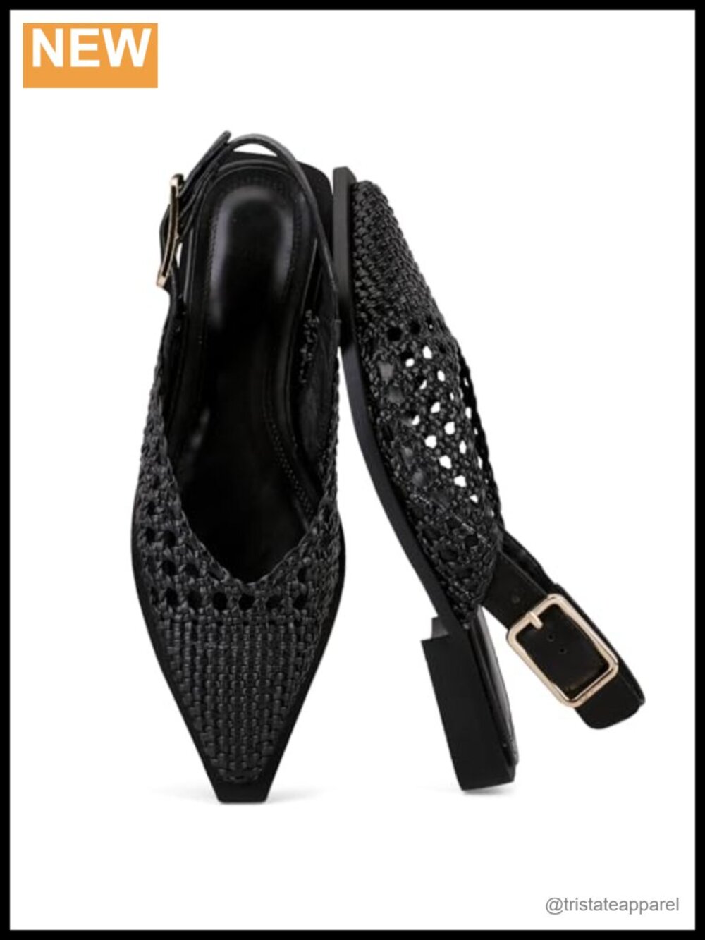 Woven Pointed-Toe Flat Mules Closed-Toe Slip-On Office Shoes